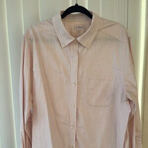 L. L. Bean Pink Stripped Oxford Shirt